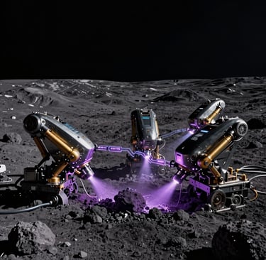Heavy infrastructure harvesting ice in lunar crater, ICEMINING.NET