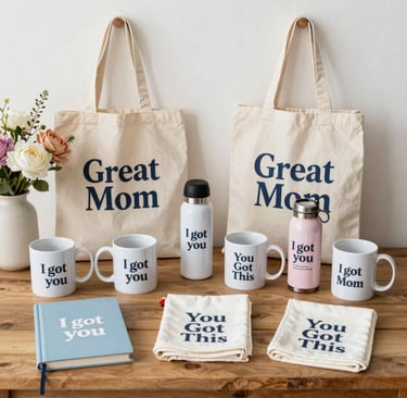 A cozy workspace with printed posters and custom mugs featuring unique designs from fedupfrancis.