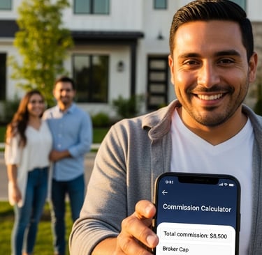 a real estate agent calculating transaction before deductions