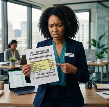 a real estate agent discovering unexpected deductions on a closing statement