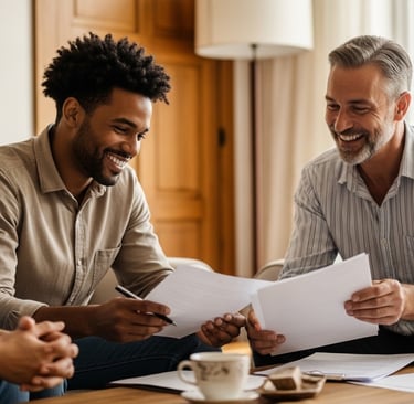 Real estate agent working with clients