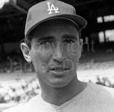 Sandy Koufax of the Los Angeles Dodgers at the 1963 All-Star Game by James Drake