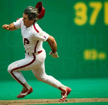 Pete Rose at Veterans Stadium in Philadelphia in 1983 by James Drake