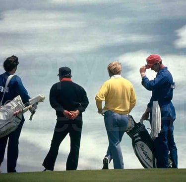 Golfers Lee Travino and Jack Nicklaus at Pebble Beach in 1972 by James Drake for Sports Illustrated