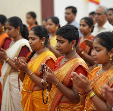 A serene moment of guided inner awareness with a small group seated on mats in a softly lit room