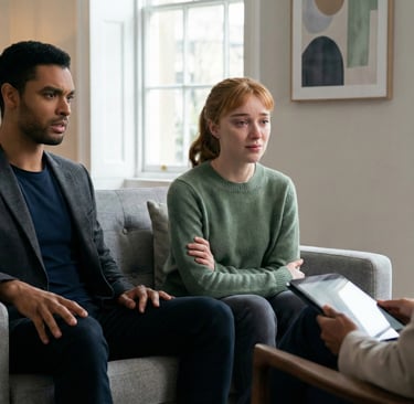 pareja en terapia de pareja reflejando relaciones toxicas como en Bridgerton