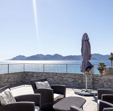 cannes appartement penthouse - 4 chambres - vue mer - devant la plage - proche palais festival