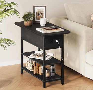  Flip Top Side Table with Charging Station 