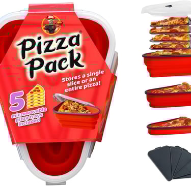 The Perfect Pizza Pack™ - Reusable Pizza Storage Container with 5 Microwavable Serving Tray