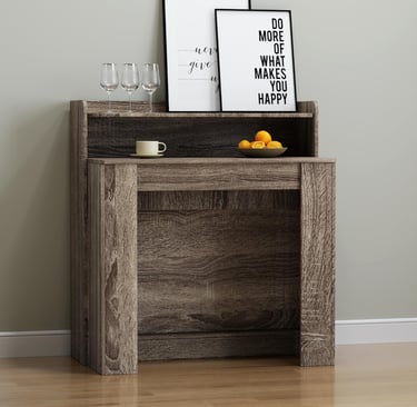 Extendable Dining Table with Shelf, Transformer Extra Console Table for 1-9 People