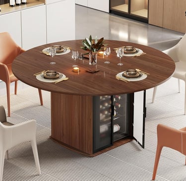 Circle Kitchen Table with Fridge Space