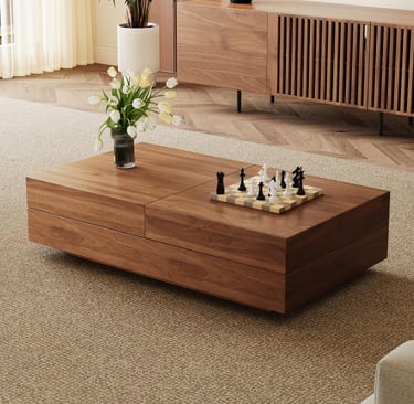 Mid-Century Expandable Coffee Table with Storage
