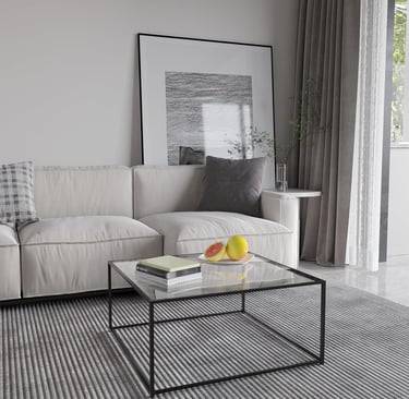 Tempered Glass Modern Coffee Table for Living Room with Sturdy Metal Frame