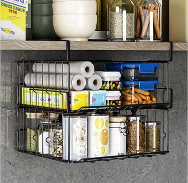 Under Shelf Basket Storage 2Pack - 11.8in Metal Under Cabinet Shelf, Hanging Wire Basket Shelves