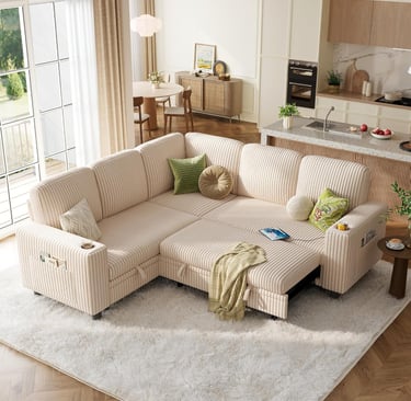 Sectional Pull-out Sleeper sofa with Storage
