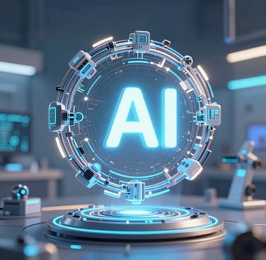 3D rendered ai text on dark digital background