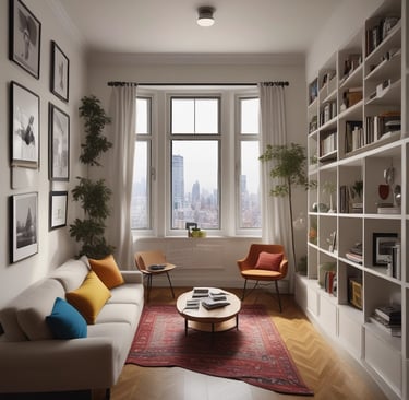 A vibrant city street scene outside a boutique hotel, showcasing diverse architecture and lively atmosphere.