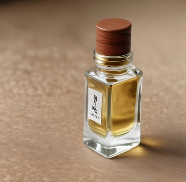 Artisan carefully pouring attar oil into a delicate bottle, highlighting the meticulous craftsmanship behind each scent.
