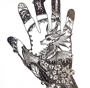 handgetekend hand draak vrouw