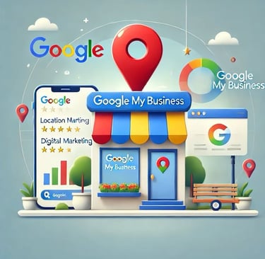 Google My Business digital marketing illustration.