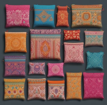 Colorful fabric scraps transformed into stylish, zero-waste fashion accessories.