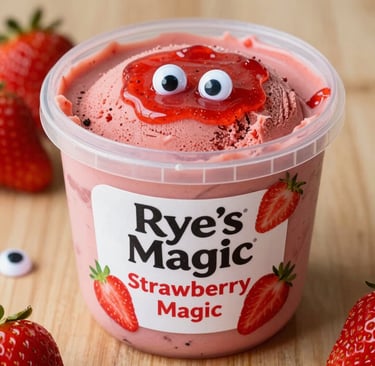 A colorful tub of slime labeled 'Berry Burst' with foam beads and glitter sparkling on top.