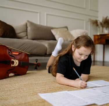 a kid writing