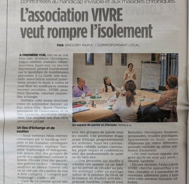Article de presse Var-Matin sur l'association V.I.V.R.E. Ă La Garde, pour le handicap invisible.