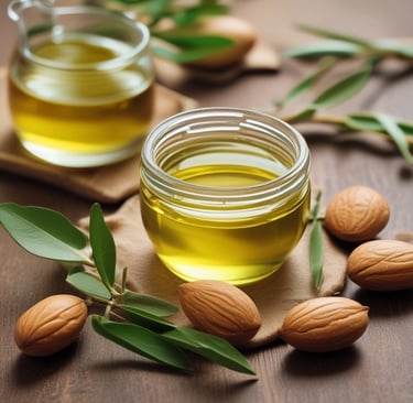 Close-up of assorted natural nuts and seeds spilling from a wooden bowl.