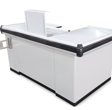 checkout de supermercado con línea de cajas para retail en Chile