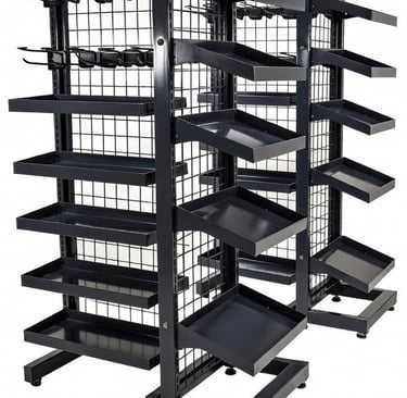 exhibidor frente de caja para supermercado en Chile