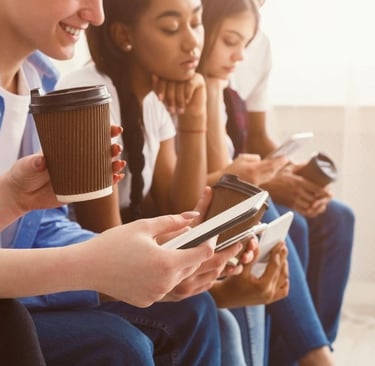 teens glued to their phones on soc med