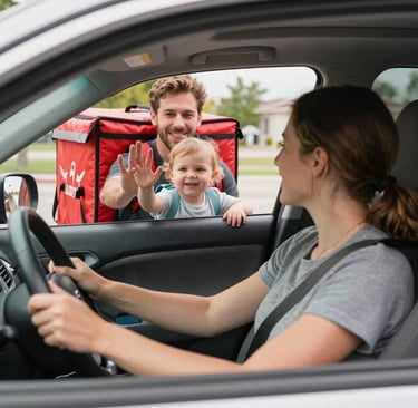 A family loading luggage into a spacious FamiliaDrive SUV, ready for a weekend adventure filled with smiles and togetherness.
