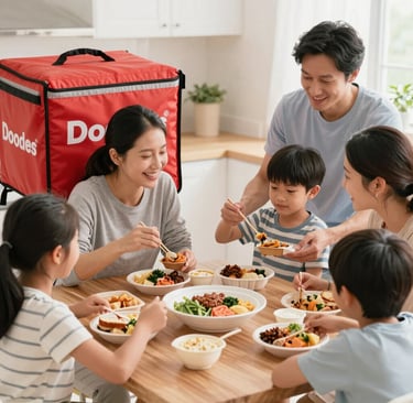 A happy family waving goodbye as they start their journey in a familiadrive rental car.