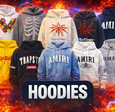 a bunch of hoodies that are all different colors and sizes
