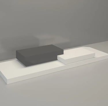 Minimalist black and white display podium blocks for window display