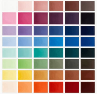 A vibrant color palette grid showing a variety of rainbow swatches for design inspiration.