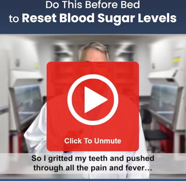 Video preview showing how to reset blood sugar levels before bed featuring a scientist in a laboratory.