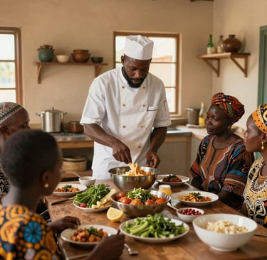 Close-up of a beautifully set outdoor dining table with elegant place settings and soft candlelight.