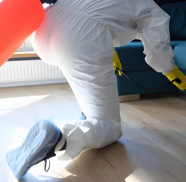 Spray Away Fumigation and pest Control professional providing fumigation services at a resident.