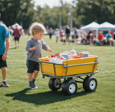 A comfortable folding chair with a built-in shade canopy set up on the sidelines.