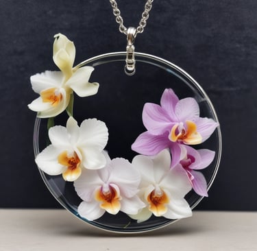 a necklace with flowers in a circle