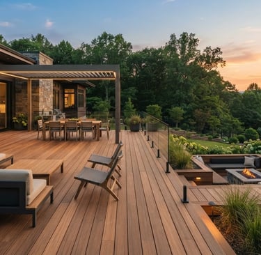 Deck with sofa and chairs to enjoy outside view