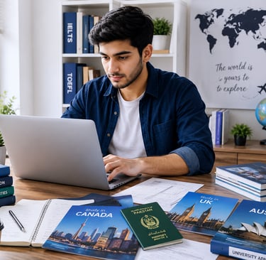 Pakistani student preparing for an international student visa application in 2026