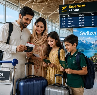 Pakistani family ready to fly to Switzerland for vacation