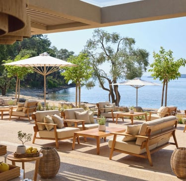 Ikos Odisia Sea Grill Restaurant over looking the beach 