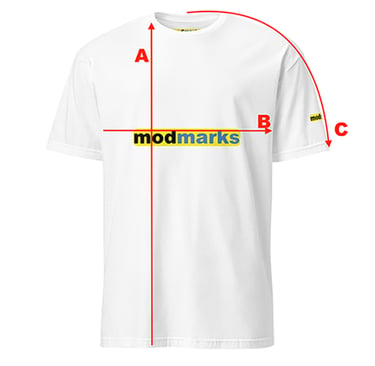 modmarks sizing instruction image with red arrow guides