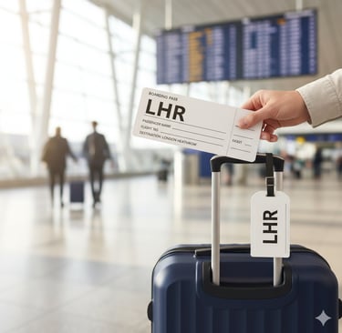 a person holding a ticket to a luggage bag