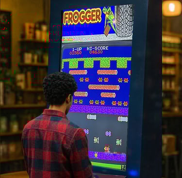 Supersized retro games designed to draw crowds and boost foot traffic at events and storefronts.