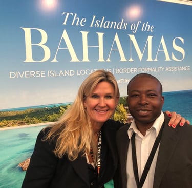 Bahamas Fixer Sarah Hamilton with Bahamas Film and Television Commissioner Clarence Rolle